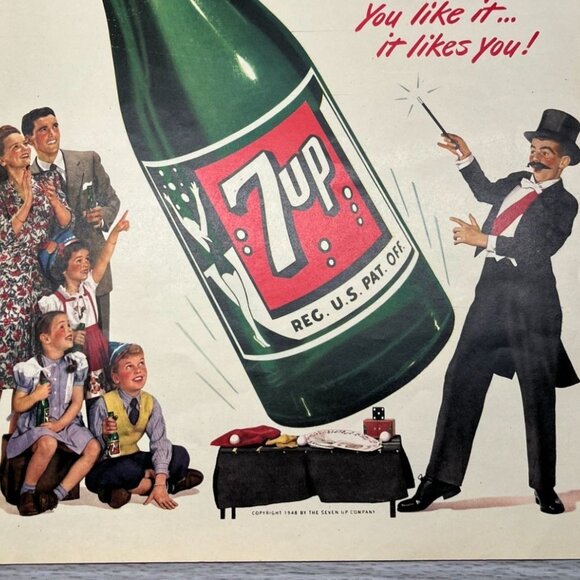 7Up Vintage Print Ad 40s Fresh Up Family Drink Magician Soda Advertisement - Picture 4 of 6